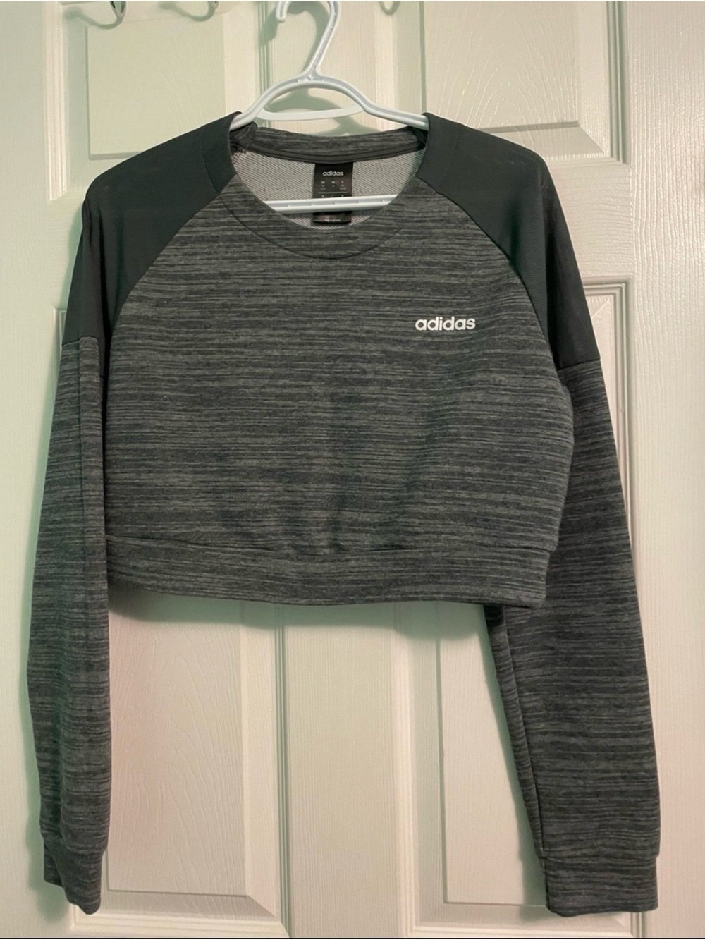 Adidas Charcoal Gray Cropped Crew Sweatshirt
